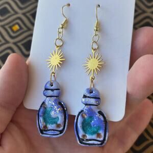 Handmade Potion Bottle Earrings: Pastel Goth Clay Jewelry